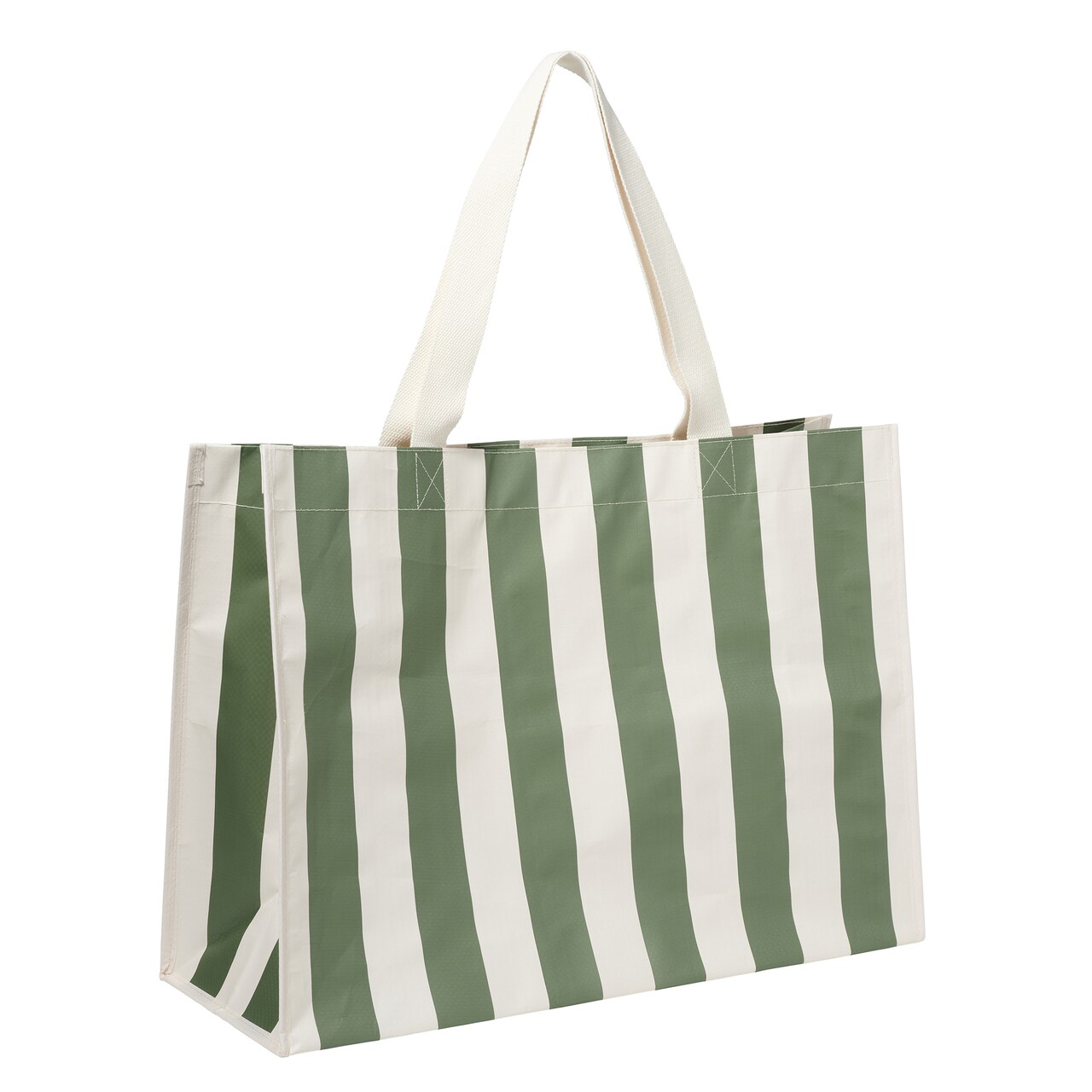 Sunnylife: Carryall Beach Bag - Vacay Olive Stripe - Oversized Shoulder Tote, Large Capacity, Sand & Water Drainage Holes, Pool Outdoor, 22.8 x 16.9"